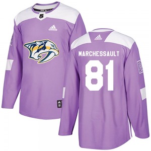 Authentic Adidas Youth Jonathan Marchessault Purple Fights Cancer Practice Jersey - NHL Nashville Predators