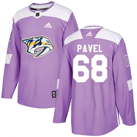 Authentic Adidas Youth Ondrej Pavel Purple Fights Cancer Practice Jersey - NHL Nashville Predators