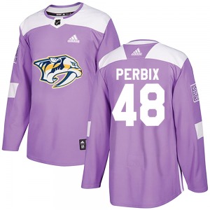 Authentic Adidas Youth Nick Perbix Purple Fights Cancer Practice Jersey - NHL Nashville Predators