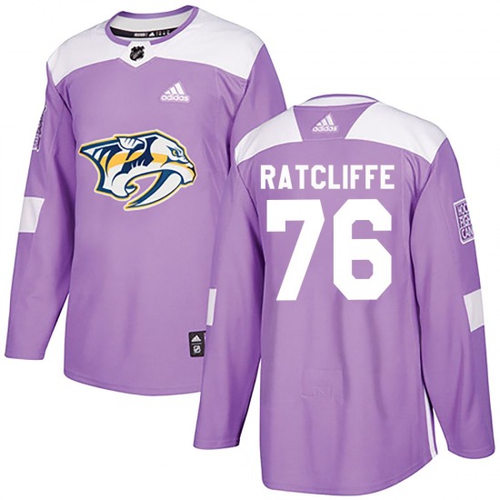 Authentic Adidas Youth Isaac Ratcliffe Purple Fights Cancer Practice Jersey - NHL Nashville Predators