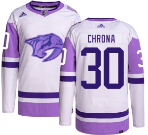 Authentic Adidas Youth Magnus Chrona Hockey Fights Cancer Jersey - NHL Nashville Predators