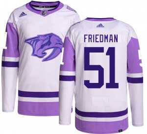 Authentic Adidas Youth Mark Friedman Hockey Fights Cancer Jersey - NHL Nashville Predators