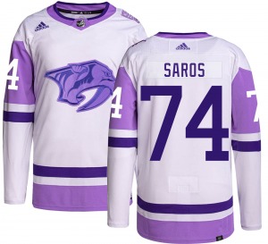 Authentic Adidas Youth Juuse Saros Hockey Fights Cancer Jersey - NHL Nashville Predators