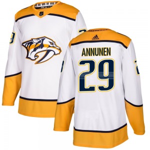 Authentic Adidas Youth Justus Annunen White Away Jersey - NHL Nashville Predators