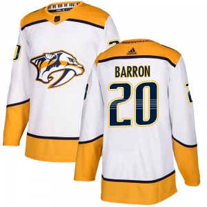 Authentic Adidas Youth Justin Barron White Away Jersey - NHL Nashville Predators