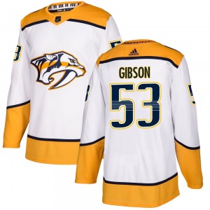 Authentic Adidas Youth Andrew Gibson White Away Jersey - NHL Nashville Predators