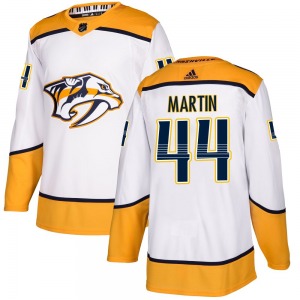 Authentic Adidas Youth Brady Martin White Away Jersey - NHL Nashville Predators