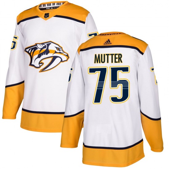 Authentic Adidas Youth Navrin Mutter White Away Jersey - NHL Nashville Predators