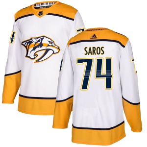 Authentic Adidas Youth Juuse Saros White Away Jersey - NHL Nashville Predators