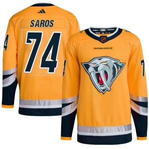 Authentic Adidas Youth Juuse Saros Yellow Reverse Retro 2.0 Jersey - NHL Nashville Predators